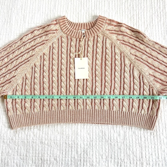 NWT TULAROSA Laney Cropped Pullover Pink Cable Knit Crewneck Sweater Size Small - Picture 13 of 14